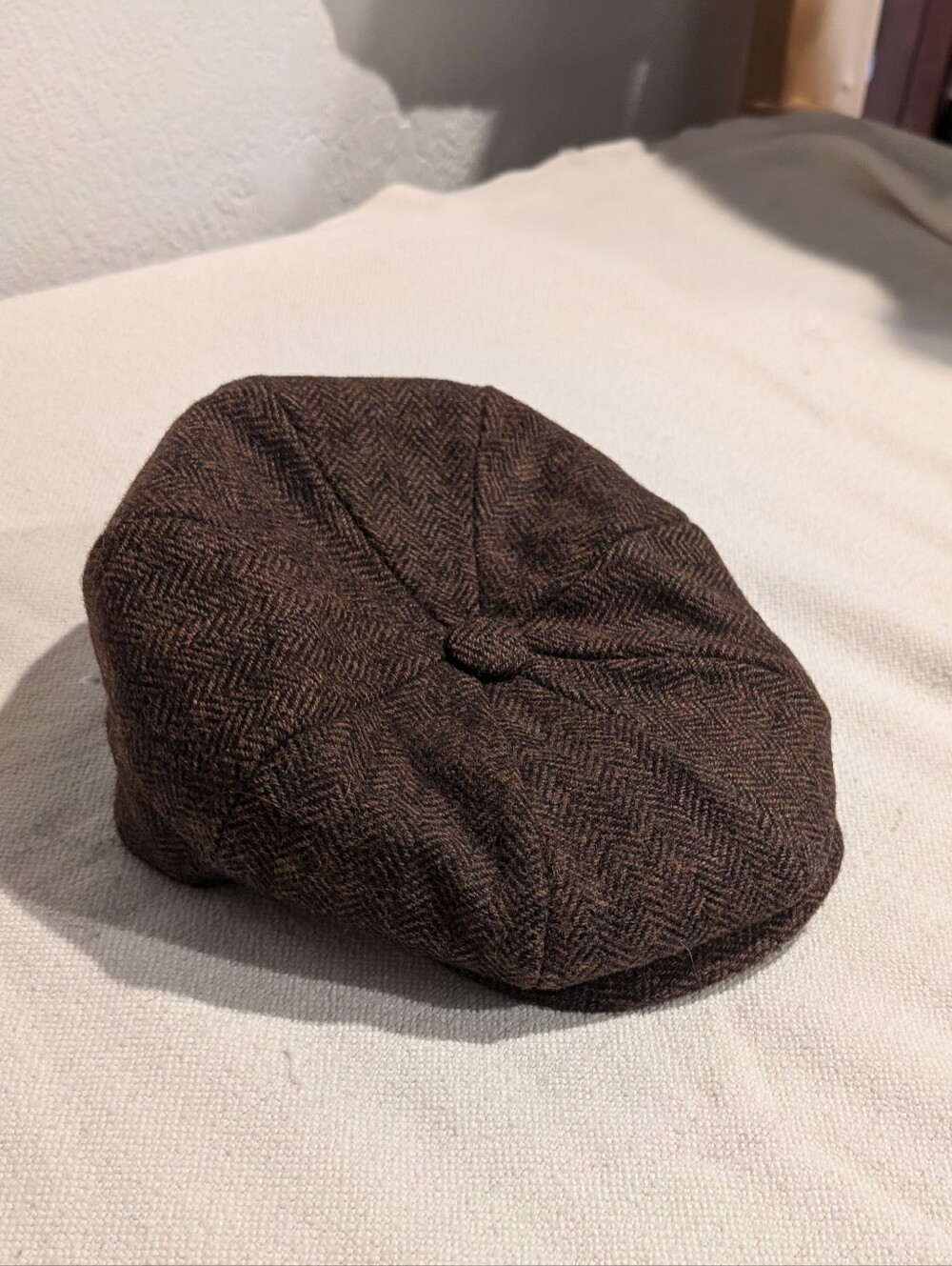 Brown Herringbone Newsboy Cap - Men's Classic Flat Cap